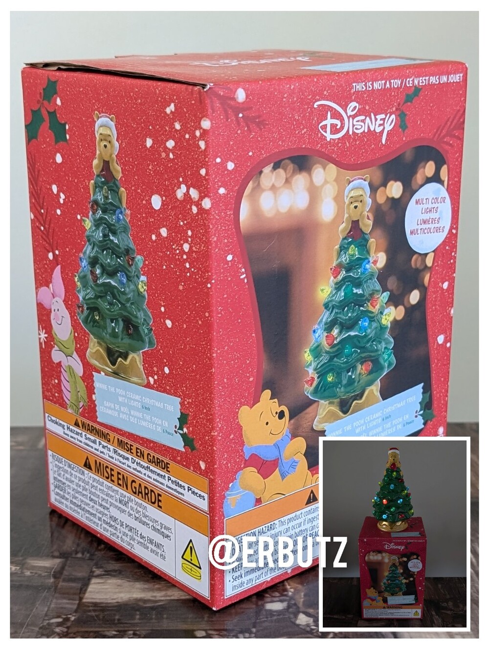 Winnie the Pooh Ceramic Light Up Christmas Tree Tabletop Decor Figurine 🎄💡